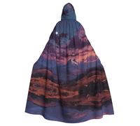 YTUOPWE Cape d'Halloween à capuche pour adulte Twilight on the Mountain Image confortable et douce avec grand bord adaptée pour les soirées dansantes et les rassemblements