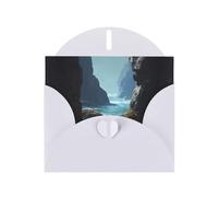 YTUOPWE Carte de vœux blanche à carreaux vierges et perle magnifique bloc de notes vierge Eau de mer entre les rochers Image