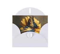 YTUOPWE Carte de vœux blanche vierge et perle magnifique bloc de notes vierge papillon sur une image de tournesol