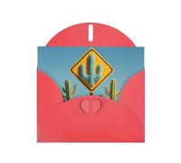 YTUOPWE Carte de vœux rouge à carreaux vierges et perle magnifique bloc de note vierge panneau routier sur une image de cactus