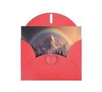 YTUOPWE Carte de vœux rouge à carreaux vierges et perle magnifique bloc de notes vierge arc-en-ciel derrière les montagnes