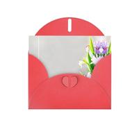 YTUOPWE Carte de vœux rouge à carreaux vierges et perle magnifique bloc de notes vierges Fleurs d'iris en pleine floraison Image