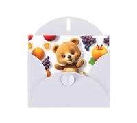 YTUOPWE Carte de vœux vierge blanche et perle magnifique bloc de notes vierge Petit ours qui aime manger des fruits Image