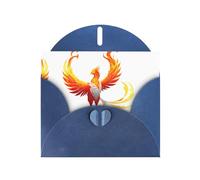 YTUOPWE Carte de vœux vierge bleue à carreaux et perle magnifique bloc de notes vierge Phoenix de feu