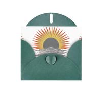 YTUOPWE Carte de vœux vierge vert foncé et perle magnifique bloc de notes blanc soleil levant du mont Image