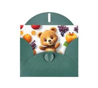 YTUOPWE Carte de vœux vierge vert foncé et perle magnifique bloc de notes vierge Petit ours qui aime manger des fruits Image