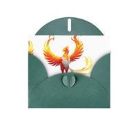 YTUOPWE Carte de vœux vierge vert foncé et perle magnifique bloc de notes vierge Phoenix de feu