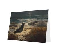 YTUOPWE Carte de vœux vierge vert foncé et perle magnifique bloc de notes vierges lions de mer sur la côte