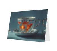 YTUOPWE Carte de vœux vierge vert foncé et perle magnifique bloc de notes vierges Poisson rouge dans une tasse Image