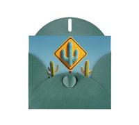 YTUOPWE Carte de vœux vierge vert foncé et perle magnifique panneau de signalisation routière sur une image de cactus