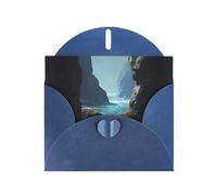 YTUOPWE Carte vierge bleue à carreaux de vacances et perle magnifique bloc de notes vierge Eau de mer entre les rochers Image