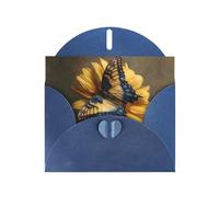 YTUOPWE Carte vierge bleue à carreaux de vacances et perle magnifique bloc de notes vierge papillon sur une image de tournesol