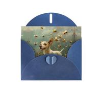 YTUOPWE Carte vierge bleue à carreaux de vacances et perle magnifique bloc de notes vierge Un chiot attrapant des abeilles Image