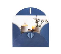 YTUOPWE Carte vierge bleue à carreaux de vacances et perle magnifique bloc de notes vierge Une tasse de thé chaud Image