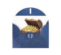 YTUOPWE Carte vierge bleue à carreaux de vœux et perle magnifique bloc de billets vierge Coffre au trésor plein de pièces d'or Image