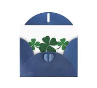 YTUOPWE Carte vierge bleue à carreaux de vœux et perle magnifique bloc de notes vierge Cœur à cœur herbe à quatre feuilles