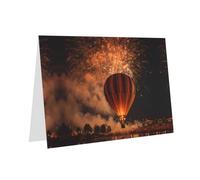 YTUOPWE Carte vierge bleue à carreaux de vœux et perle magnifique bloc de notes vierges ballons sous feu d'artifice image