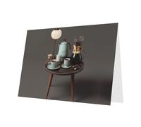 YTUOPWE Carte vierge grise à carreaux de vacances et perle magnifique bloc de notes vierge café sur une petite table image