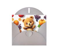 YTUOPWE Carte vierge grise à carreaux de vacances et perle magnifique bloc de notes vierge Petit ours qui aime manger des fruits Image