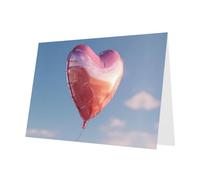 YTUOPWE Carte vierge grise à carreaux de vœux et perles - Beau bloc de notes vierges - Ballons d'amour flottants