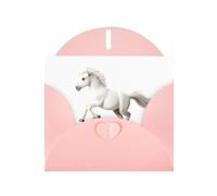 YTUOPWE Carte vierge rose à carreaux de vacances et perle magnifique bloc de note vierge Le cheval blanc galopant image