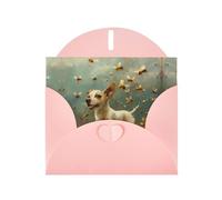 YTUOPWE Carte vierge rose à carreaux et perle magnifique bloc de notes vierge Un chiot attrapant des abeilles Image