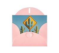 YTUOPWE Carte vierge rose à carreaux et perle magnifique panneau de signalisation routière sur une image de cactus