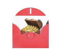 YTUOPWE Carte vierge rouge à carreaux de vacances et perle magnifique bloc de billets vierge Coffre au trésor plein de pièces d'or Image