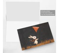 YTUOPWE Carte vierge rouge à carreaux de vacances et perle magnifique bloc de notes vierge petit animal blanc volant cerf-volant image