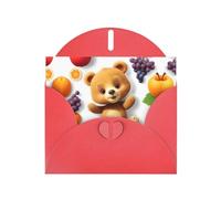 YTUOPWE Carte vierge rouge à carreaux et perle magnifique bloc de notes vierge Petit ours qui aime manger des fruits Image