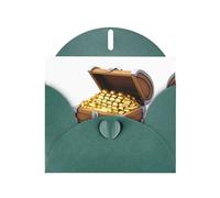 YTUOPWE Carte vierge vert foncé à carreaux de vœux et perle magnifique bloc de billets vierge Coffre au trésor plein de pièces d'or Image