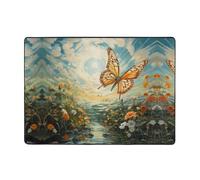 YTUOPWE Chasing butterflies in summer Tapis doux, moelleux, absorbant l'eau, durable, pour salon, bureau, table basse, lit, balcon, 203,2 x 147,3 cm