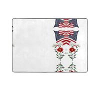 YTUOPWE Flowers under the national flag Picture Carpet Tapis doux, moelleux, absorbant l'eau, durable, pour salon, bureau, table basse, lit, balcon, 203,2 x 147,3 cm
