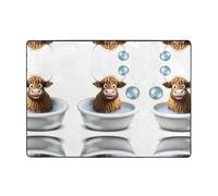 YTUOPWE Highland Cow baby taking a bath - Tapis doux, moelleux, absorbant l'eau, durable, pour salon, bureau, table basse, lit, balcon, 203,2 x 147,3 cm