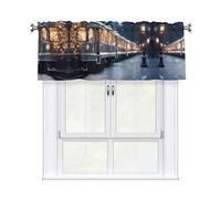 YTUOPWE Joli rideau de train de nuit enneigé 137,2 x 45,7 cm pour cuisine, salle de bain, buanderie et décoration de studio