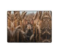 YTUOPWE Little Rabbit in the wheat field - Tapis doux, moelleux, absorbant l'eau, durable, pour salon, bureau, table basse, lit, balcon, 203,2 x 147,3 cm