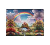 YTUOPWE Little World Under the Rainbow Picture Carpet Tapis doux, moelleux, absorbant l'eau, durable, pour salon, bureau, table basse, lit, balcon, 203,2 x 147,3 cm