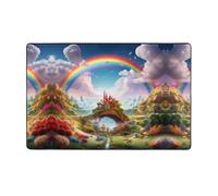 YTUOPWE Little World Under the Rainbow Picture Tapis de sol en flanelle pour salon, bureau, table basse, lit, balcon - 152,4 x 99,1 cm
