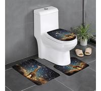 YTUOPWE Lot de 3 tapis de sol antidérapants en flanelle 61 x 40,6 cm Girafe dans le monde interstellaire Image épaisse et confortable pour salle de bain, cuisine et toilettes