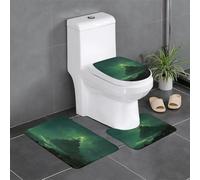 YTUOPWE Lot de 3 tapis de sol antidérapants en flanelle 61 x 40,6 cm Motif château vert clair épais et confortable pour salle de bain, cuisine et toilettes