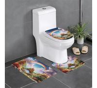YTUOPWE Lot de 3 tapis de sol antidérapants en flanelle, 61 x 40,6 cm, motif Little World Under the Rainbow Picture épais et confortable pour salle de bain, cuisine et toilettes