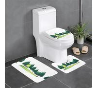 YTUOPWE Lot de 3 tapis de sol antidérapants en flanelle, 61 x 40,6 cm, peinture à l'huile, image de forêt épaisse et confortable pour salle de bain, cuisine et toilettes