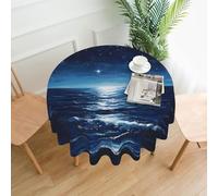 YTUOPWE Nappe décorative ronde avec motif de mer sous les étoiles - 152,4 cm - Pour salle à manger intérieure et extérieure, fête, mariage