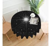 YTUOPWE Nappe ronde décorative à motif de grille et d'étoiles - 152,4 cm - Pour salle à manger intérieure et extérieure, fête, mariage