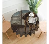 YTUOPWE Nappe ronde décorative avec motif camel sur le pont - 152,4 cm - Pour intérieur et extérieur, salle à manger, fête, mariage