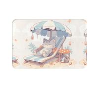 YTUOPWE Paillasson 40,6 x 61 cm Petit chat gris se prélassant au soleil Image absorbant l'eau Antidérapant pour portes d'entrée, entrées et salles de bains