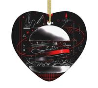 YTUOPWE Pendentif de Noël en céramique avec une flèche à travers le cœur avec corde dorée pour une suspension facile