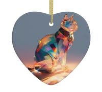 YTUOPWE Pendentif de Noël en céramique en forme d'ombre de chat en cristal de glace avec corde dorée pour accrocher facilement la décoration