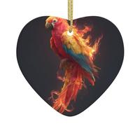 YTUOPWE Pendentif en céramique représentant un perroquet en forme de flamme avec corde dorée pour une suspension facile