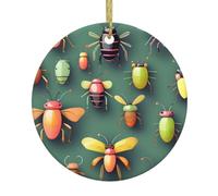 YTUOPWE pendentif rond en céramique de Noël Atlas d'insectes Décoration à suspendre Arbre festif